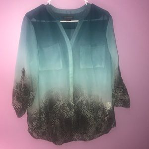 Covington Essentials sheer button down shirt Sz L
